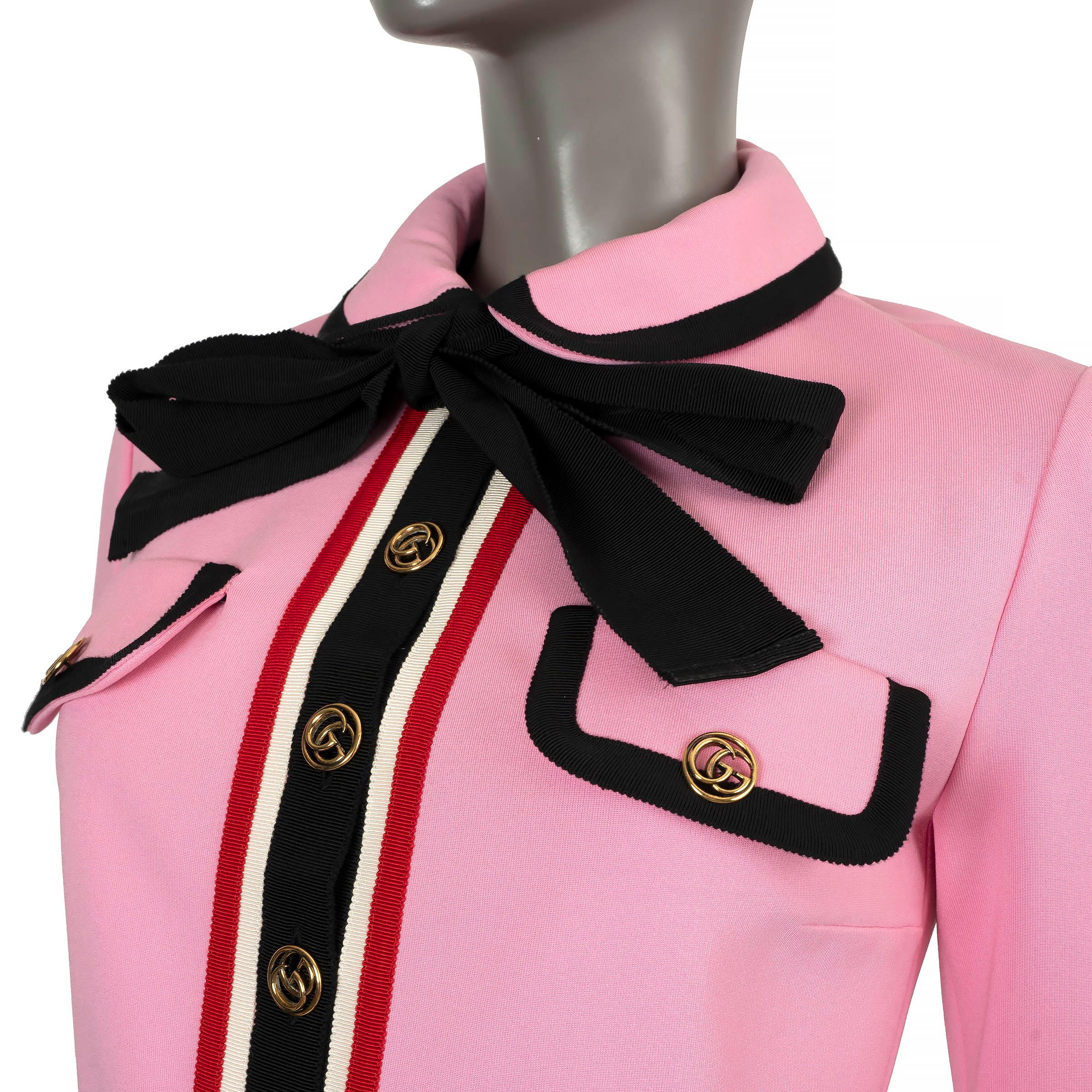 GUCCI pink jersey 2018 GROSGRAIN TRIM MINI Dress S 1