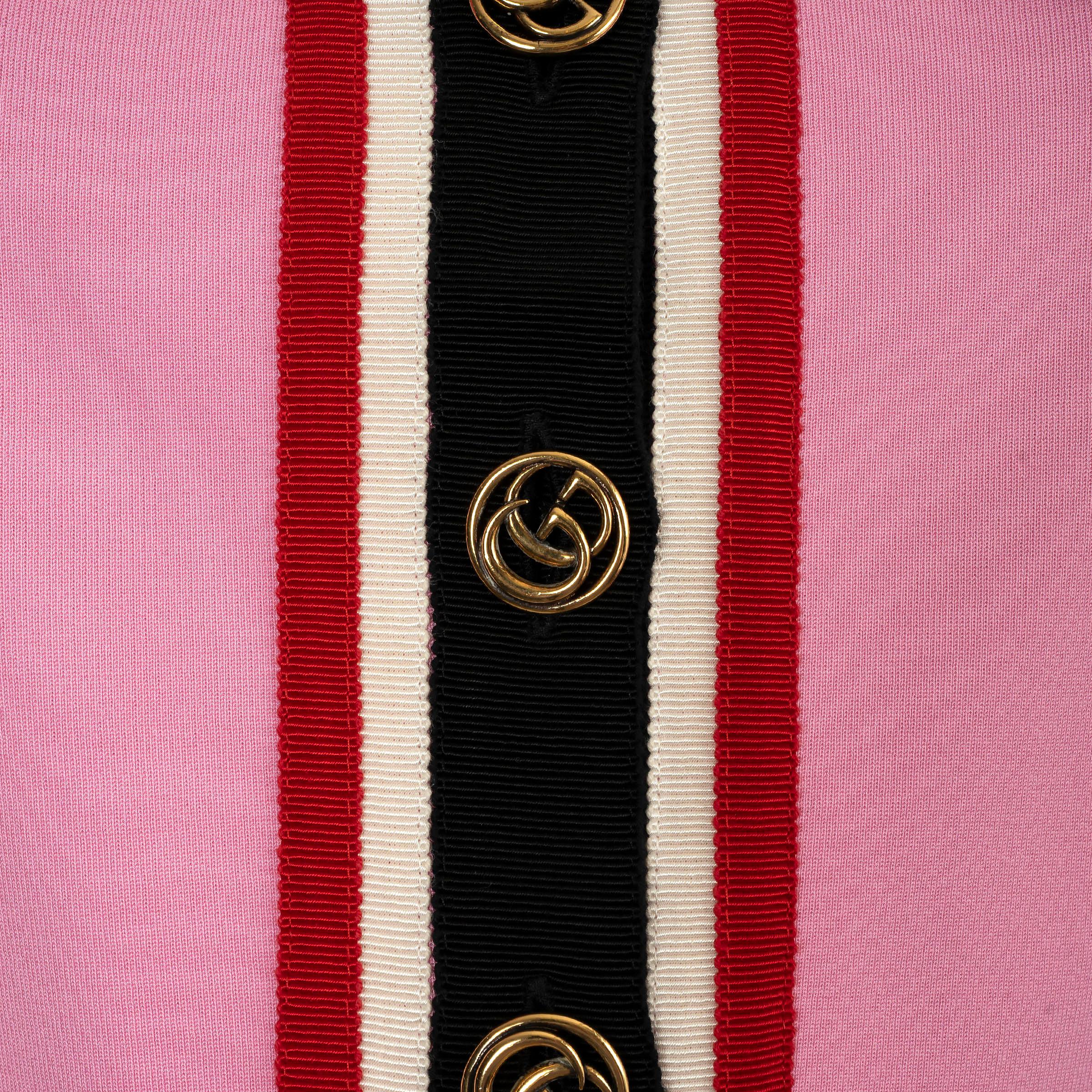 GUCCI pink jersey 2018 GROSGRAIN TRIM MINI Dress S 2