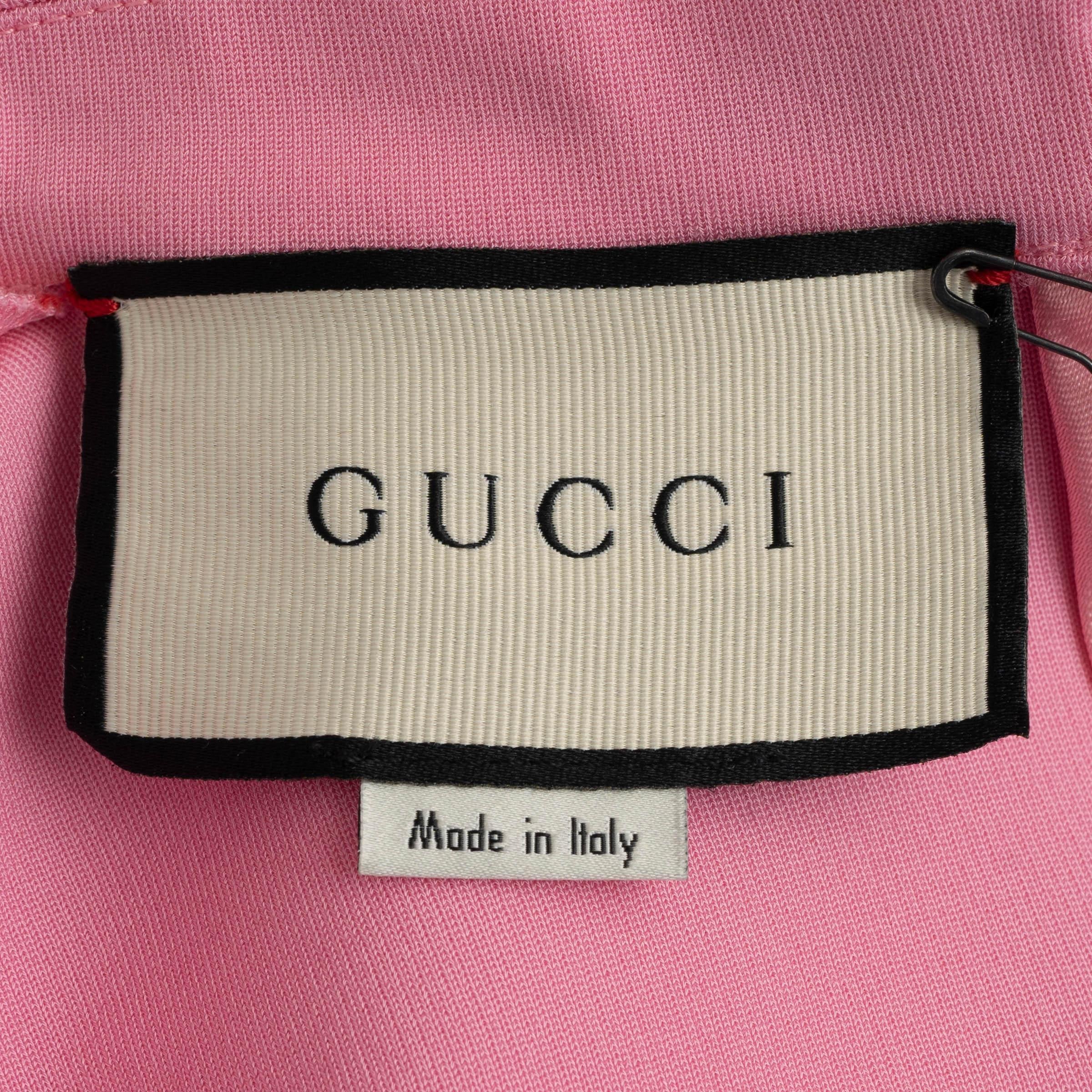 GUCCI pink jersey 2018 GROSGRAIN TRIM MINI Dress S 3