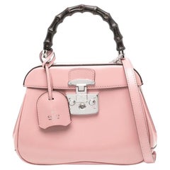 Gucci Pink Lady Lock Bamboo Top Handle Bag