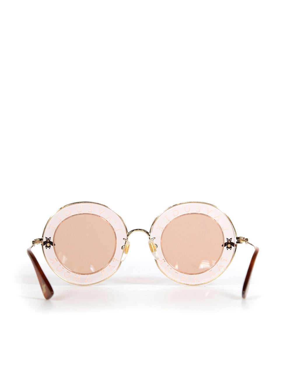 Beige Gucci Pink L‚'Aveugle Par Amour Round Sunglasses