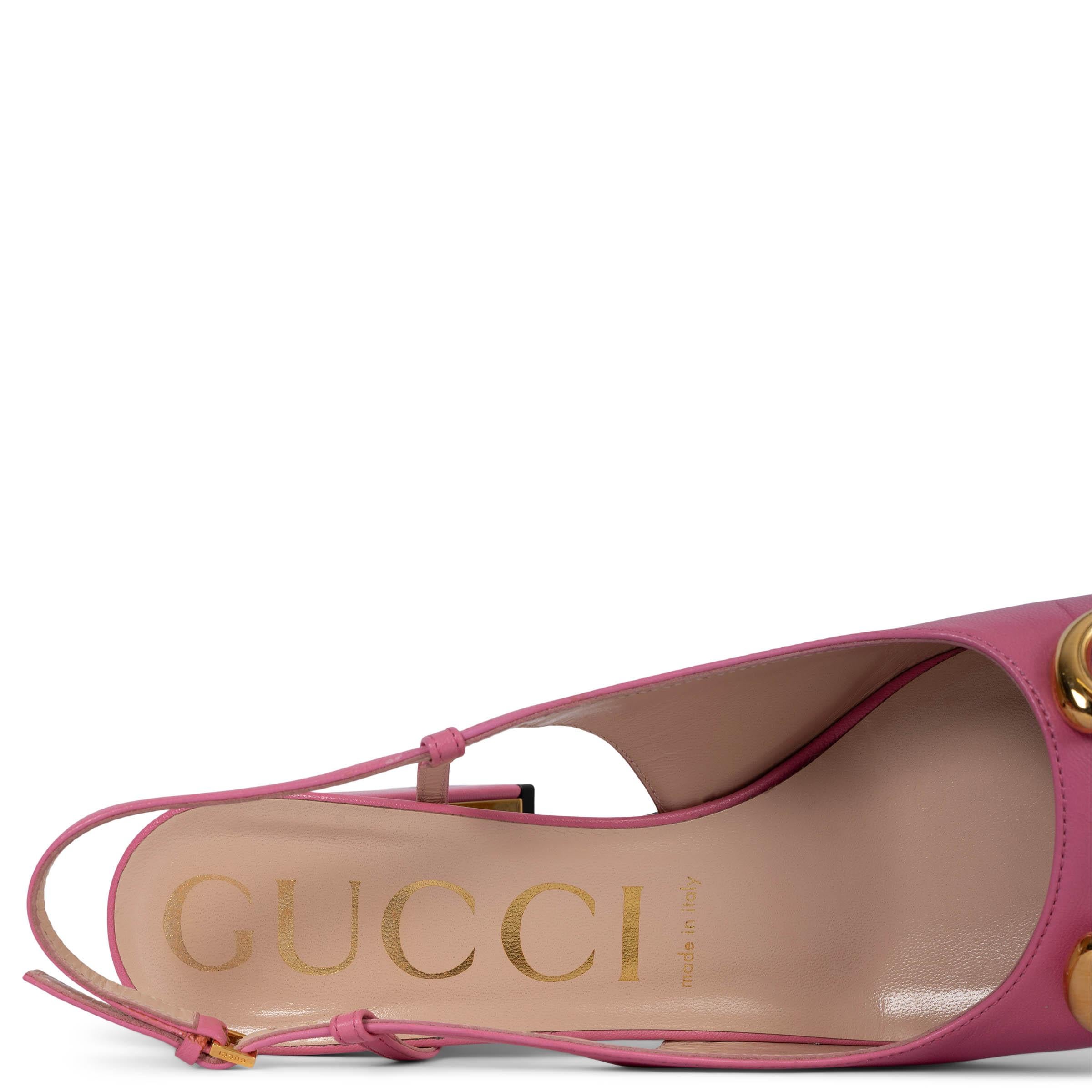 GUCCI pink leather 2021 BABY HORSEBIT Slingbacks Shoes 39 1
