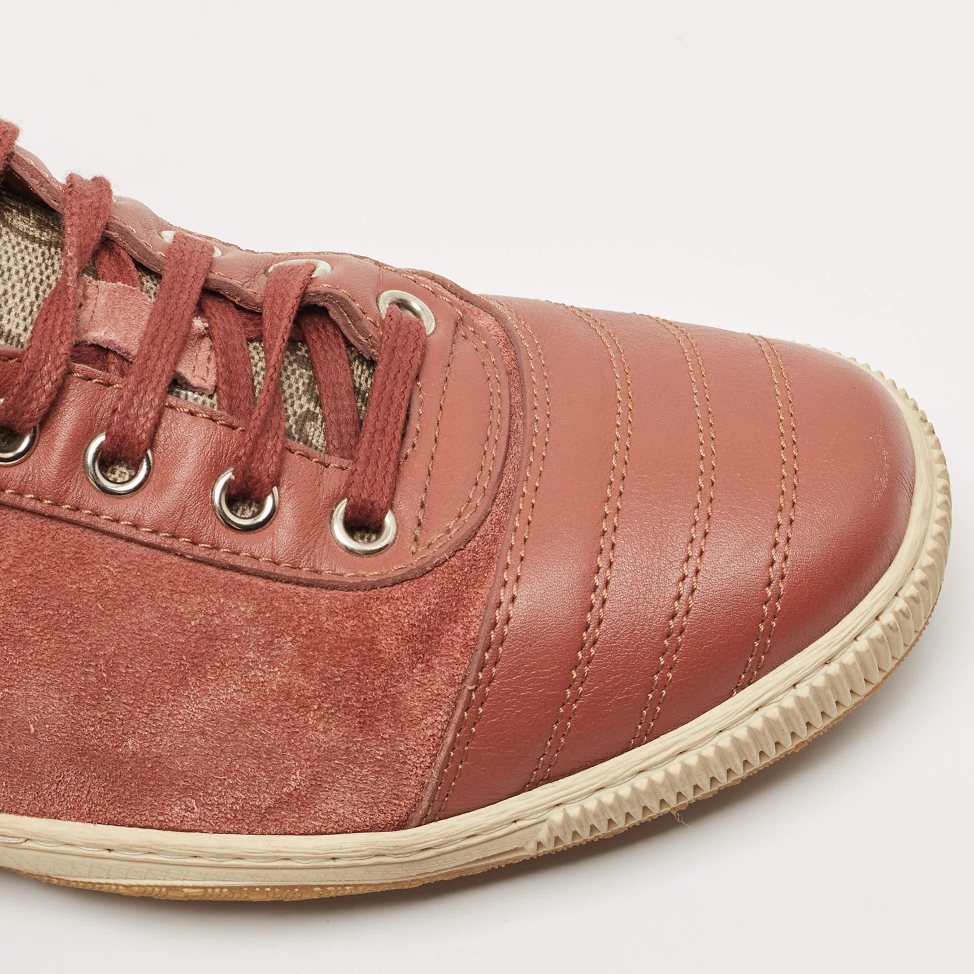 Gucci Pink Leather and Suede High Top Sneakers Size 38 For Sale 3