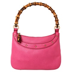 Gucci Pink Leather Anita Bamboo Handbag