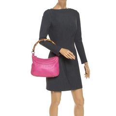Gucci Pink Leather Anita Bamboo Hobo