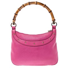 Gucci Pink Leather Anita Bamboo Hobo
