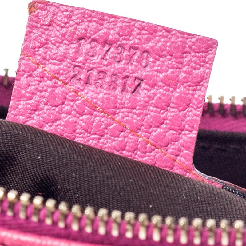 Gucci Pink Leather Anita Bamboo Hobo In Good Condition In Dubai, Al Qouz 2