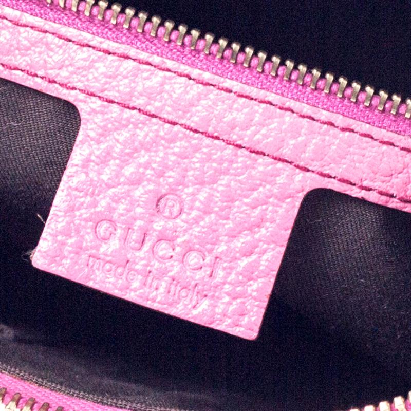 Women's Gucci Pink Leather Anita Bamboo Hobo