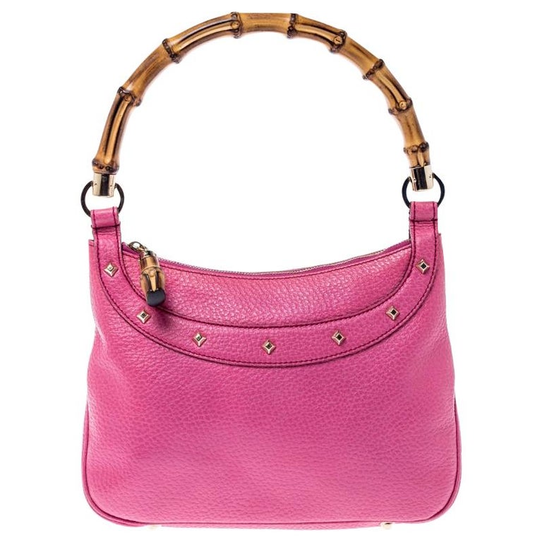 Gucci Pink Leather Anita Bamboo Hobo at 1stDibs