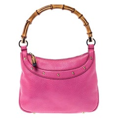 Gucci Pink Leather Anita Bamboo Hobo