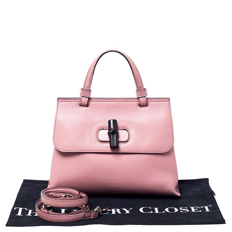 Gucci Pink Leather Bamboo Daily Top Handle Bag 6