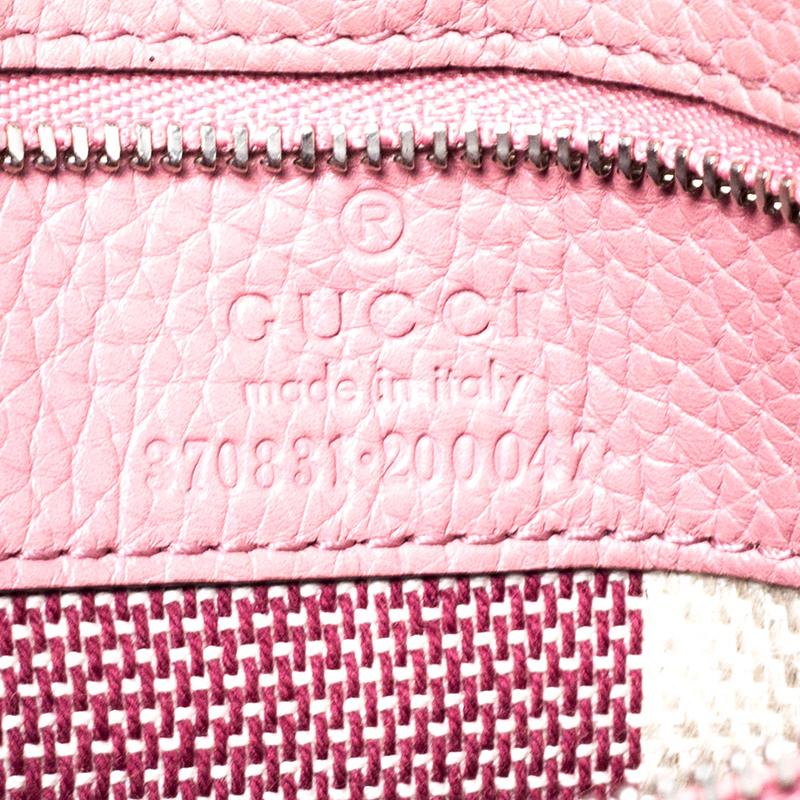 Women's Gucci Pink Leather Bamboo Daily Top Handle Bag