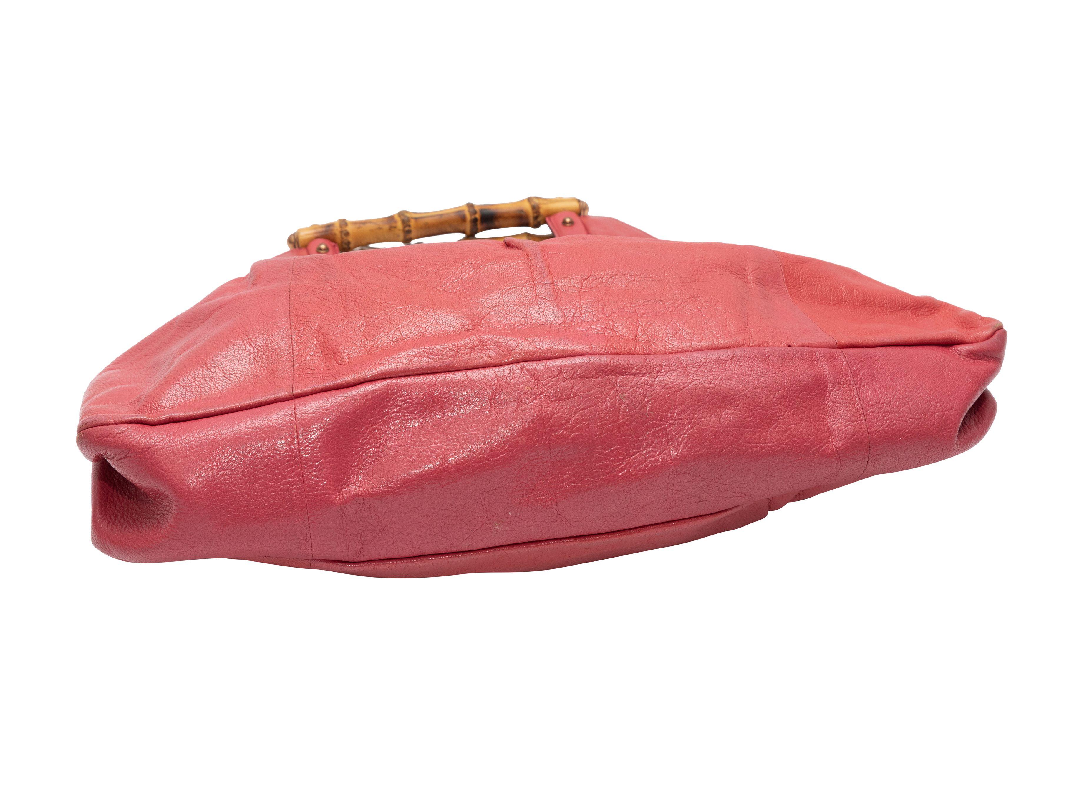 Gucci Pink Leather & Bamboo Handbag 2