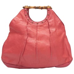 Gucci Pink Leather 
Bamboo Handbag