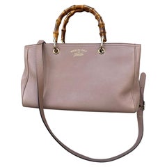Gucci pink leather Bamboo tote medium bag