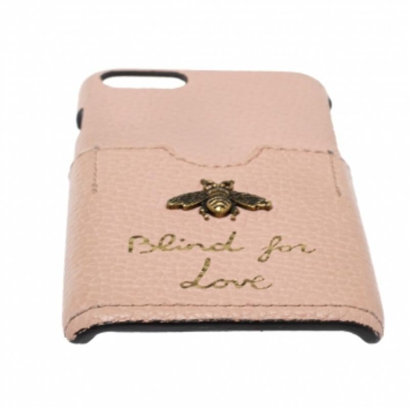 Gucci Pink Leather Blind For Love iPhone 7 Case For Sale 2