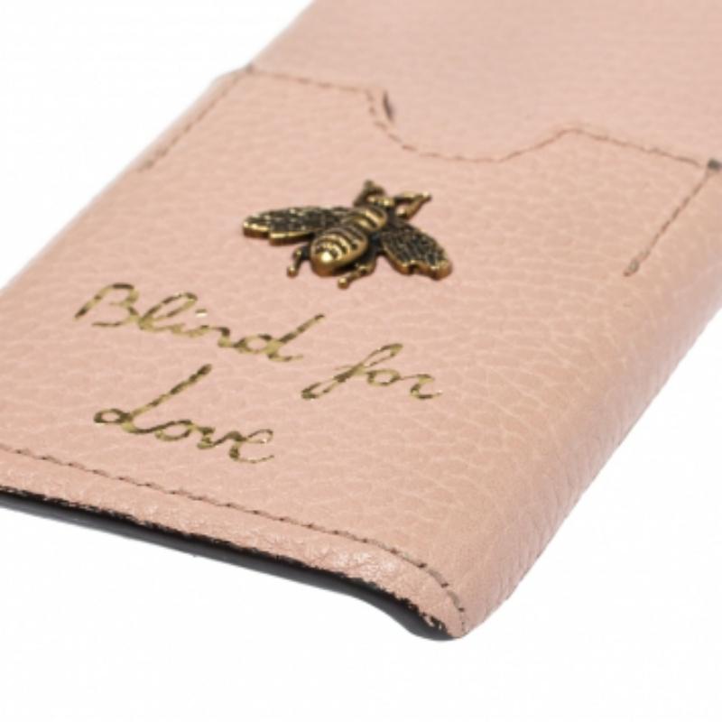 Gucci Pink Leather Blind For Love iPhone 7 Case For Sale 4
