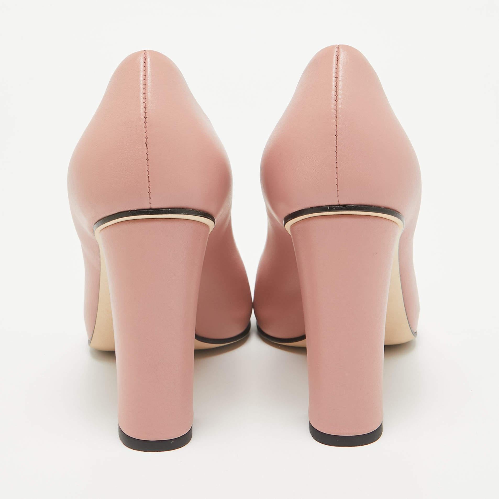 Women's Gucci Pink Leather Block Heel Pumps Size 37