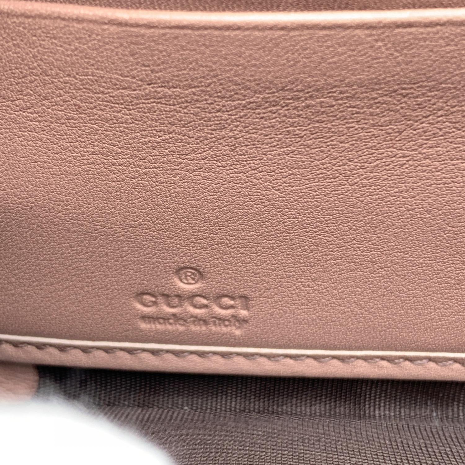 Gucci Pink Leather Continental Zip Wallet Microguccissima Trim 3