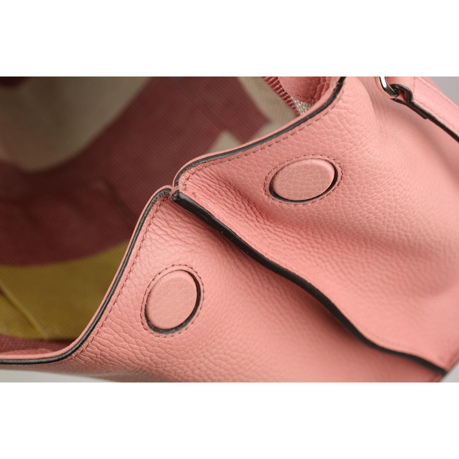 Gucci Pink Leather Daily Bamboo Satchel Top Handle Bag In Excellent Condition In Rome, Rome