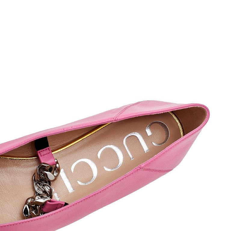 gucci deva ballet flats with chain and horsebit