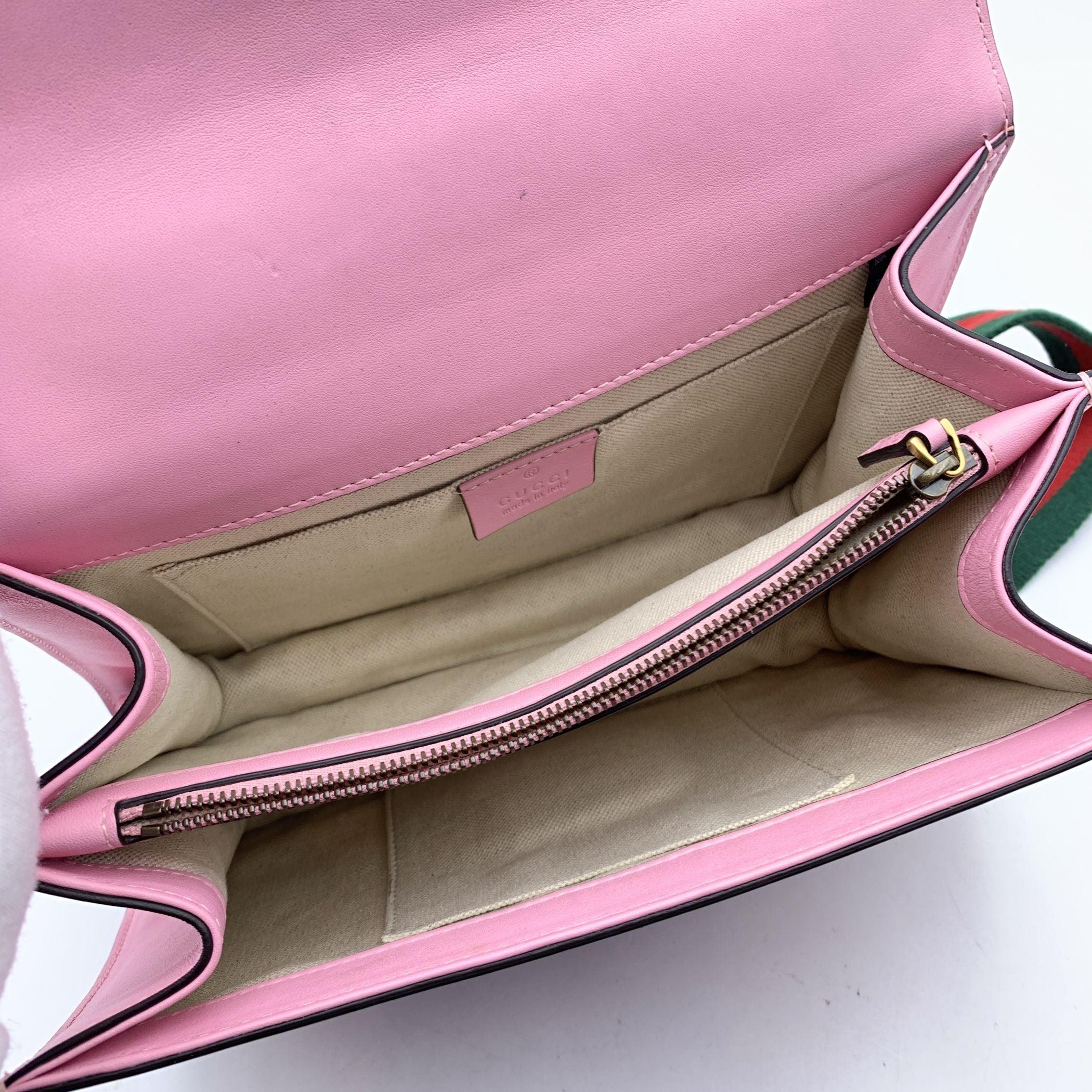 Women's Gucci Pink Leather Dionysus Bamboo Patches Medium Top Handle Bag