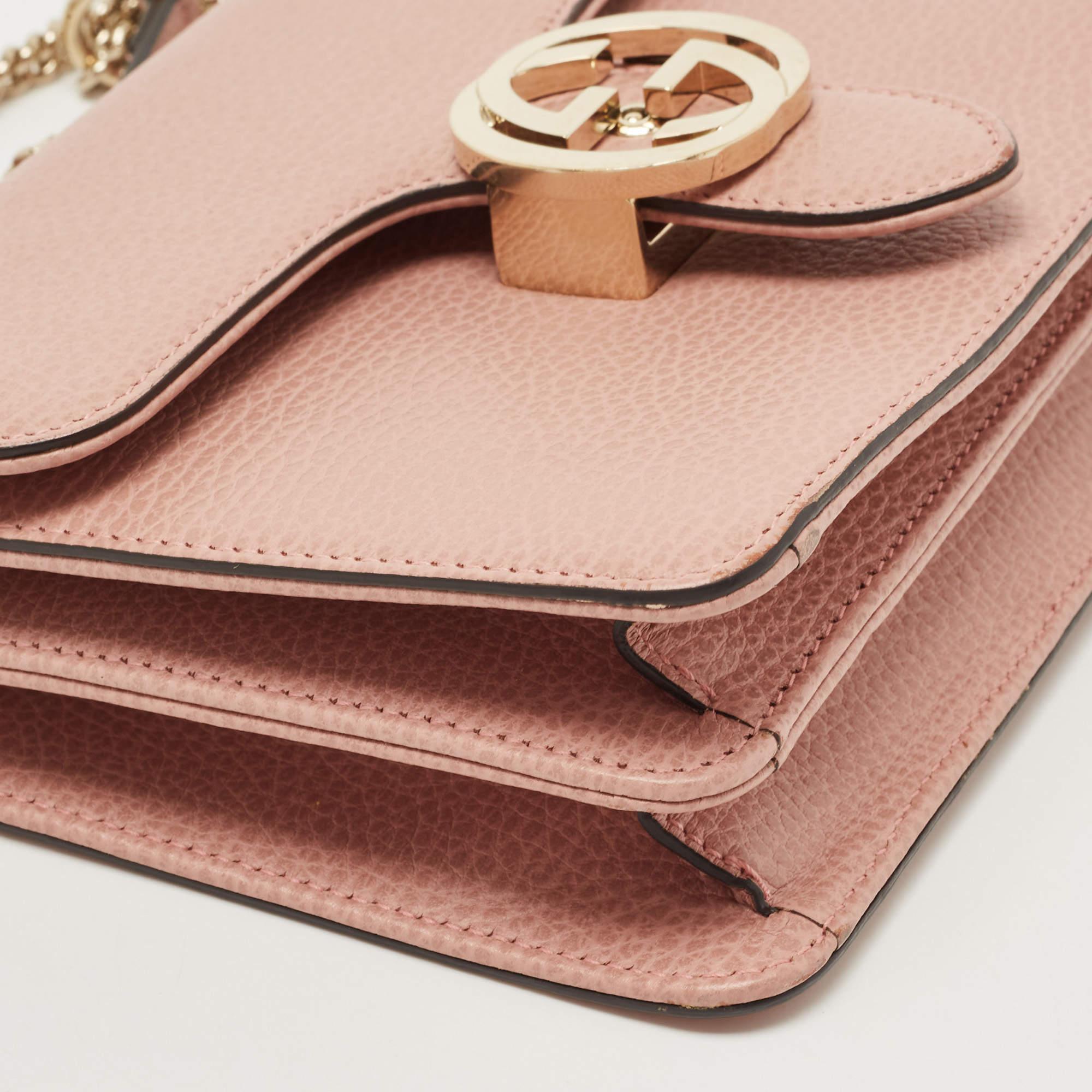 Brown Gucci Pink Leather Dollar Interlocking G Crossbody Bag