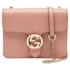 Gucci Pink Leather Dollar Interlocking G Crossbody Bag