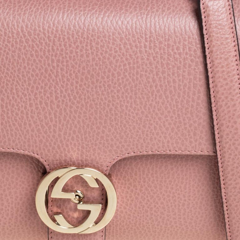 Gucci Interlocking Top Handle Bag (Outlet) Leather Medium Pink 1527281