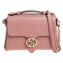 Gucci Pink Leather Dollar Interlocking GG Shoulder Bag