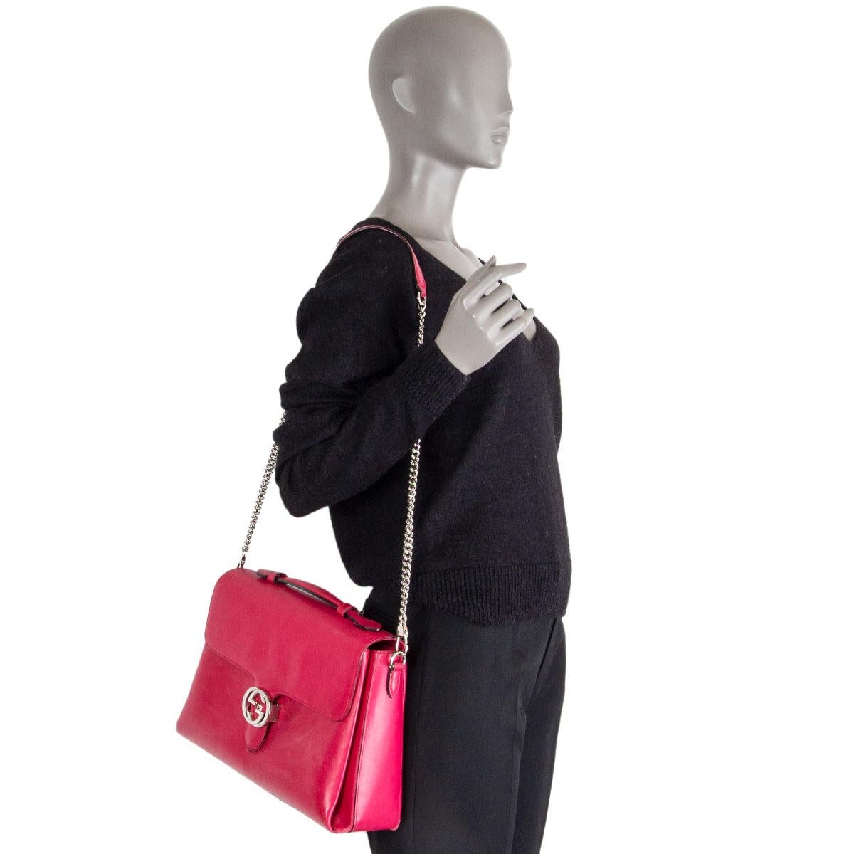 GUCCI pink leather DOLLAR INTERLOCKING MEDIUM Top Handle Bag 2