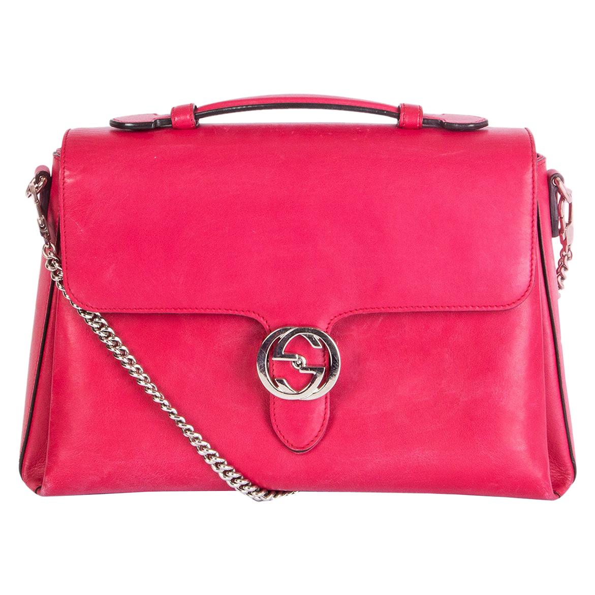 GUCCI pink leather DOLLAR INTERLOCKING MEDIUM Top Handle Bag