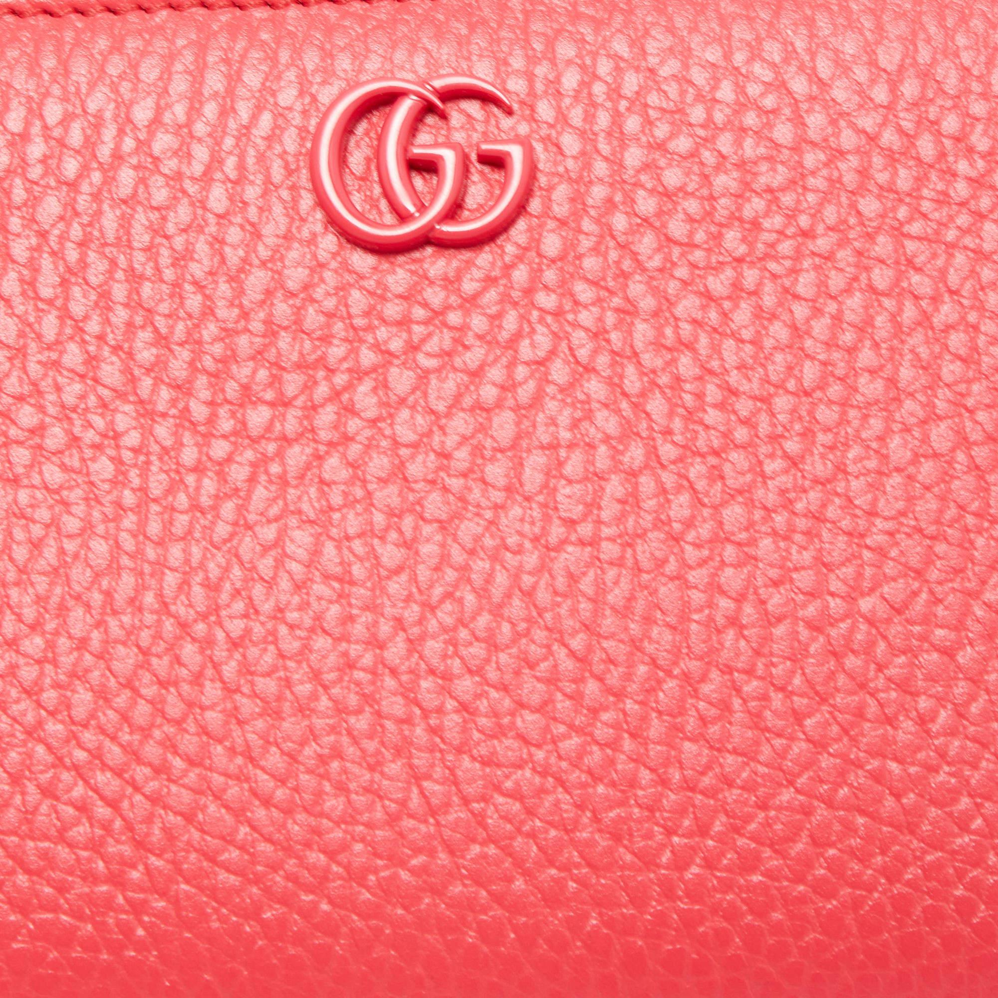 Women's Gucci Pink Leather Double G Zip Around Continental Wallet