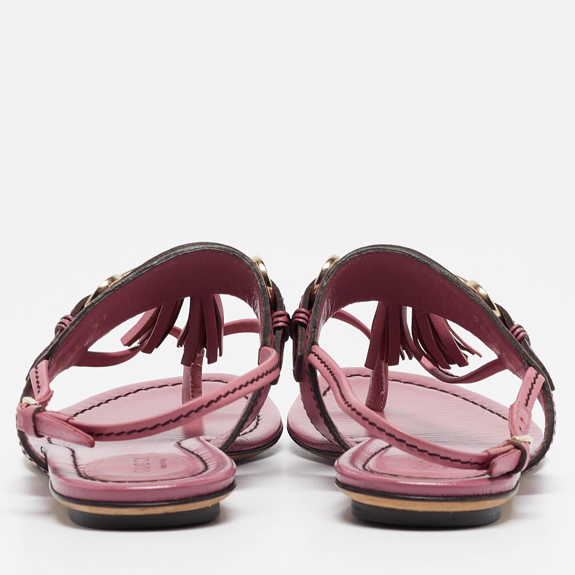 Gucci sandales à franges en cuir rose Taille  37 Pour femmes en vente