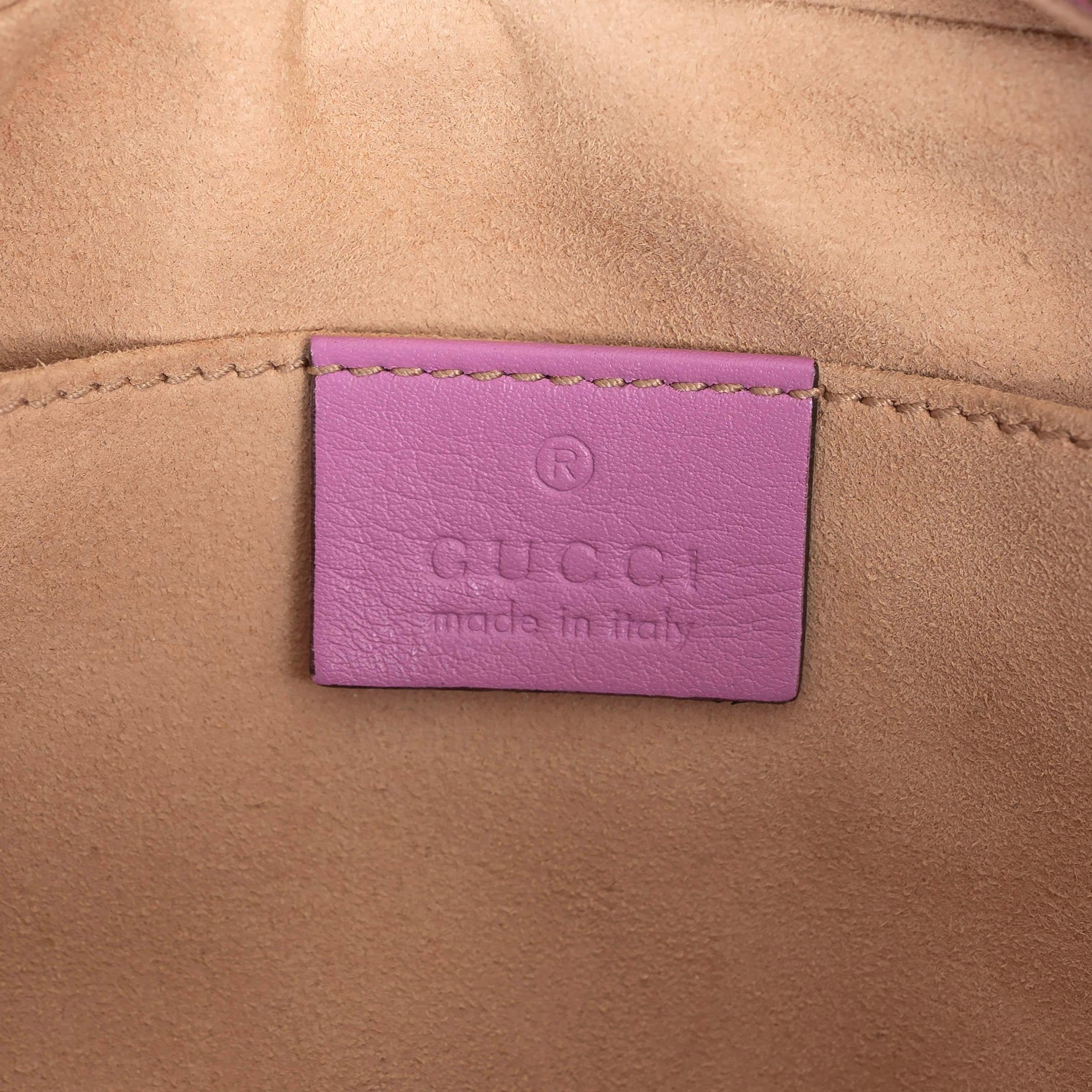 GUCCI pink leather GG MARMONT SMALL CHEVRON CAMERA Shoulder Bag 2