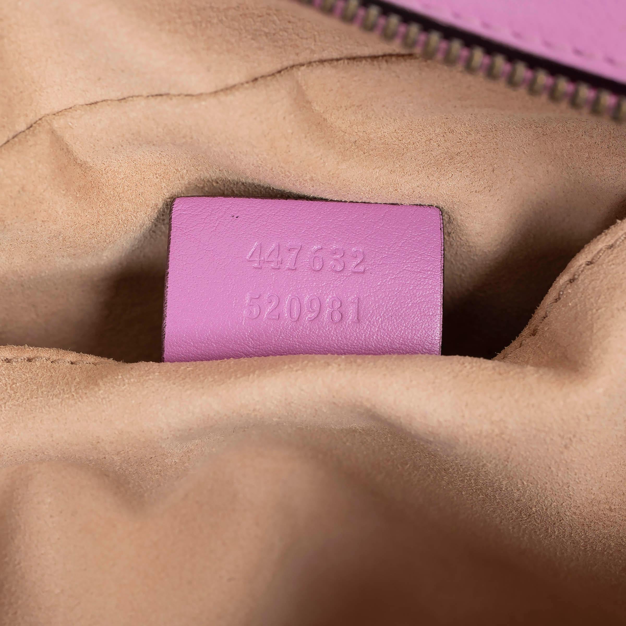 GUCCI pink leather GG MARMONT SMALL CHEVRON CAMERA Shoulder Bag 3