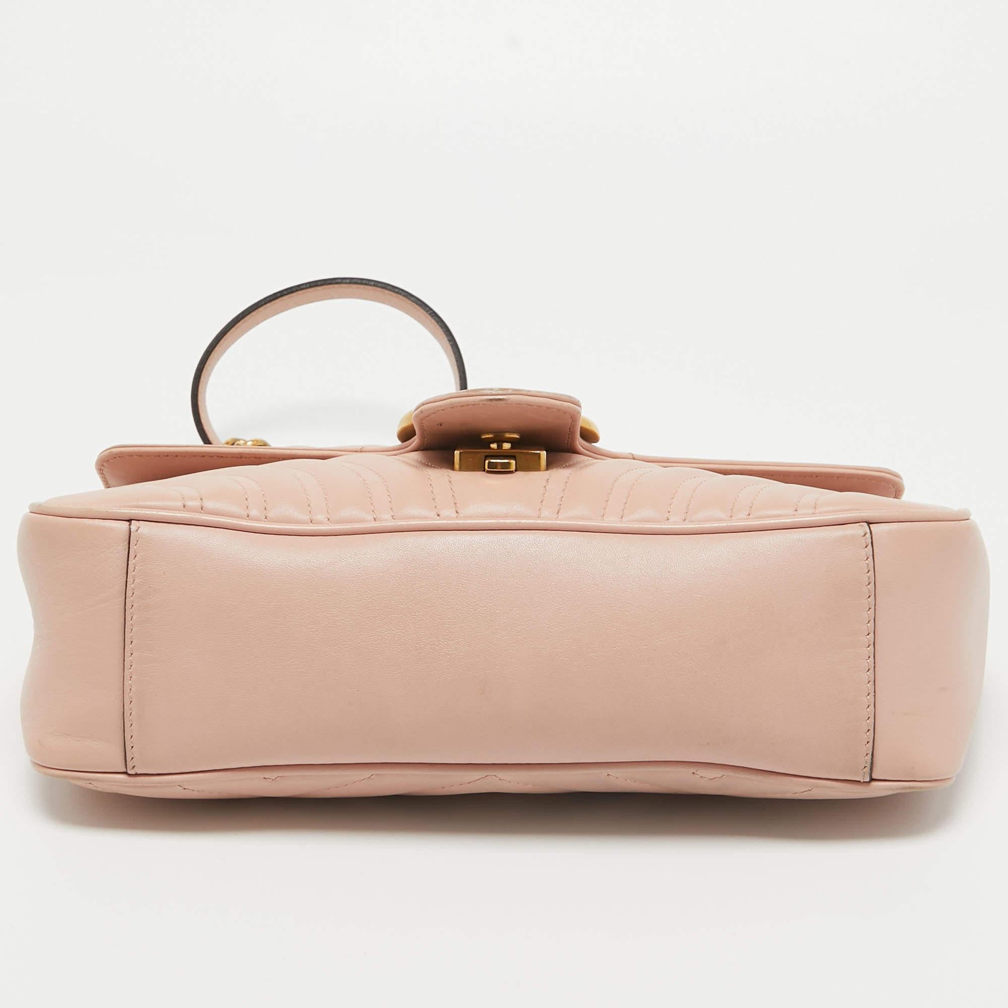 Gucci Pink Leather GG Small Marmont Matelassé Shoulder Bag 1