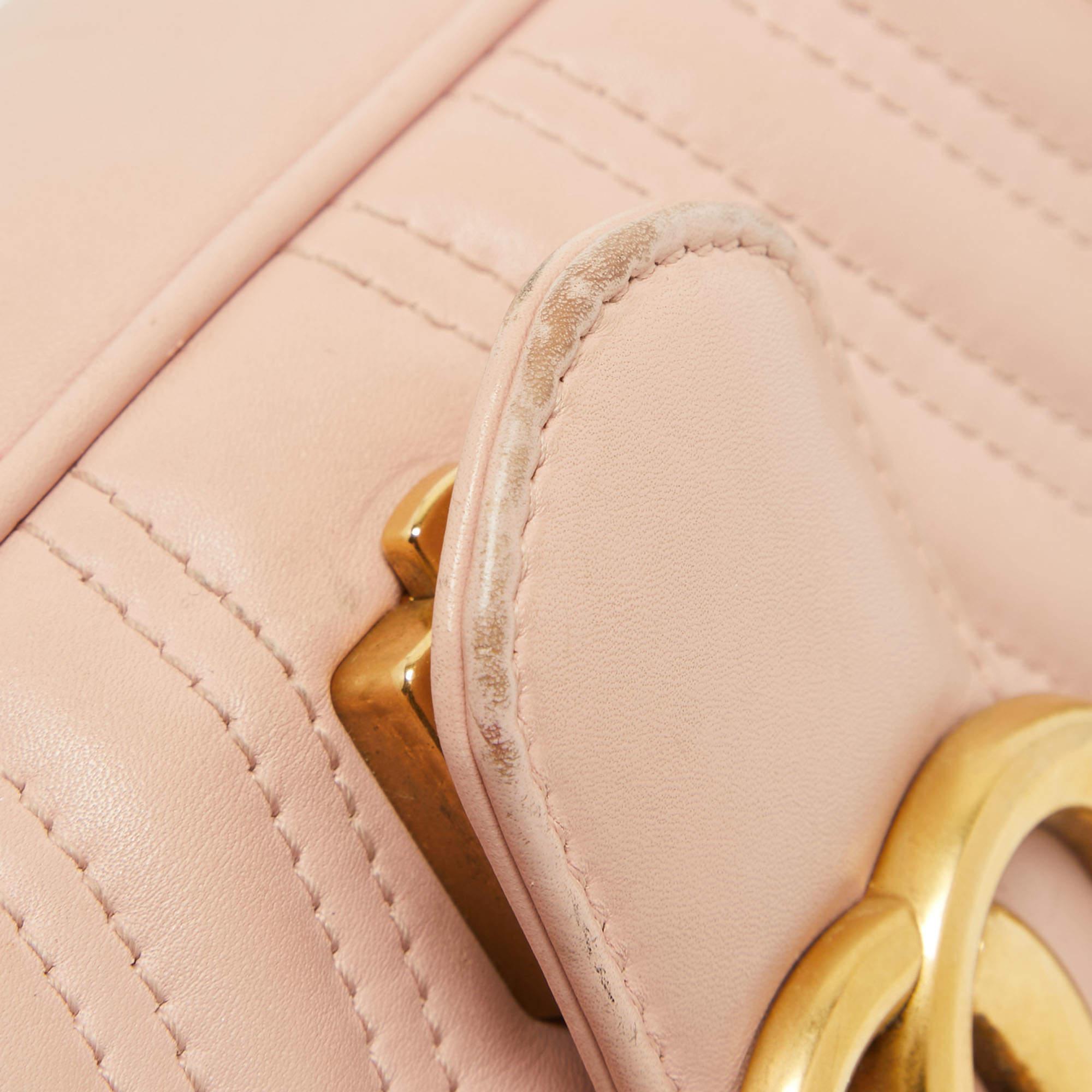Gucci Pink Leather GG Small Marmont Matelassé Shoulder Bag 2