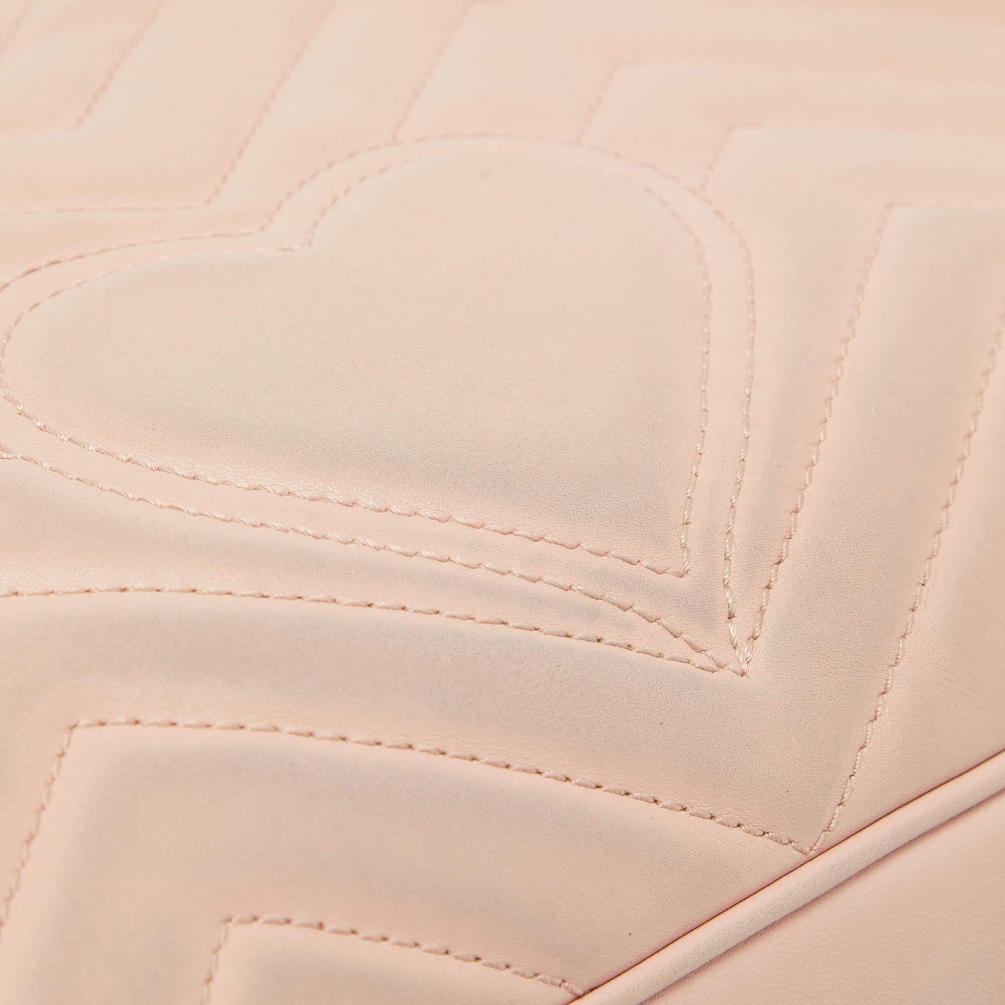 Gucci Pink Leather GG Small Marmont Matelassé Shoulder Bag 3