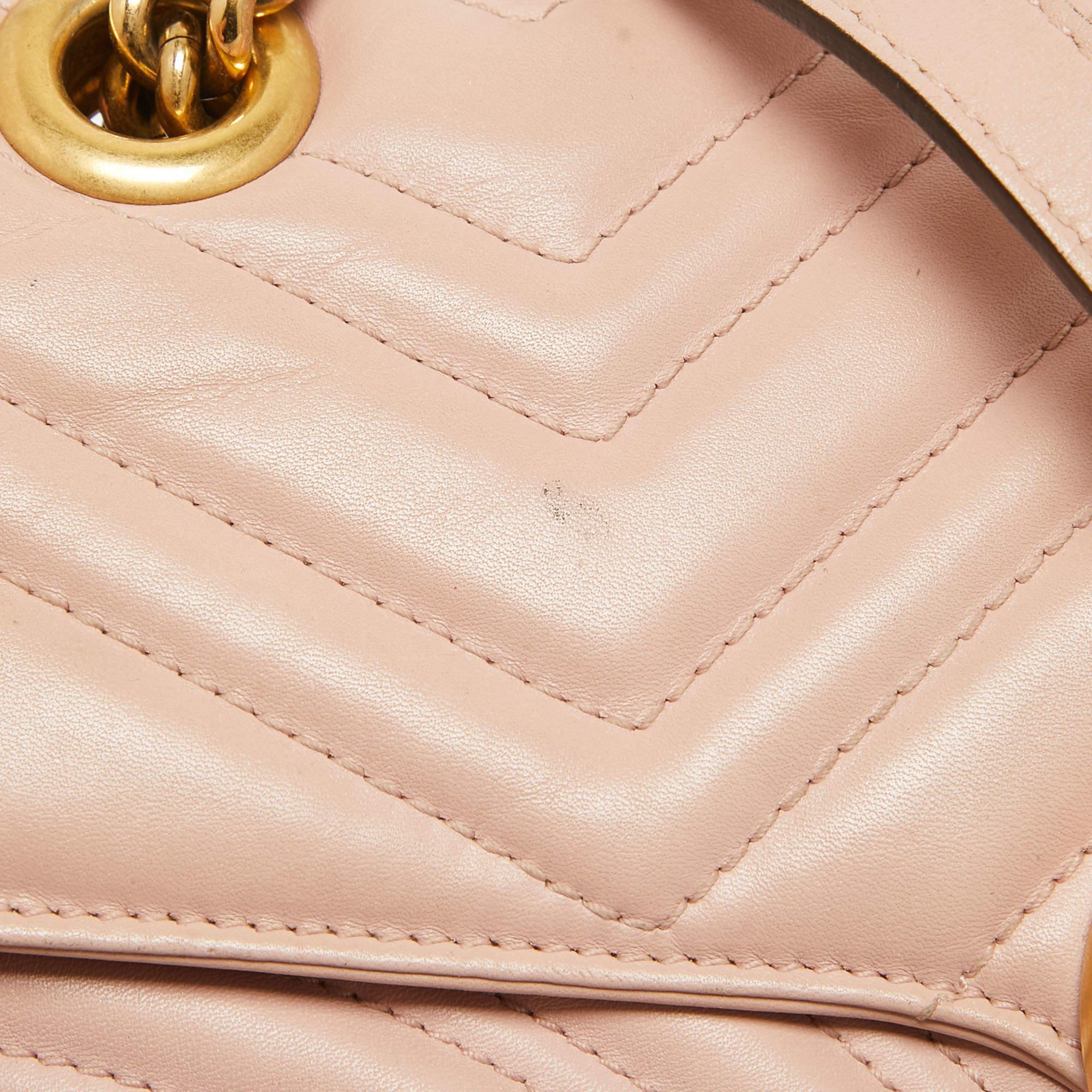Gucci Pink Leather GG Small Marmont Matelassé Shoulder Bag 5