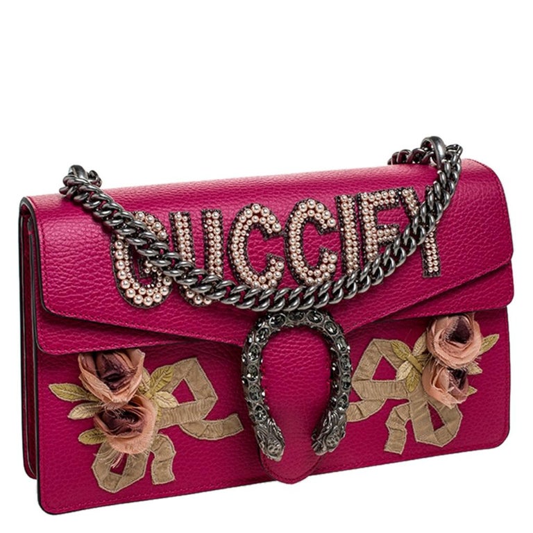 Gucci Pink Leather Guccify Pearl Dionysus Shoulder Bag For Sale at 1stDibs