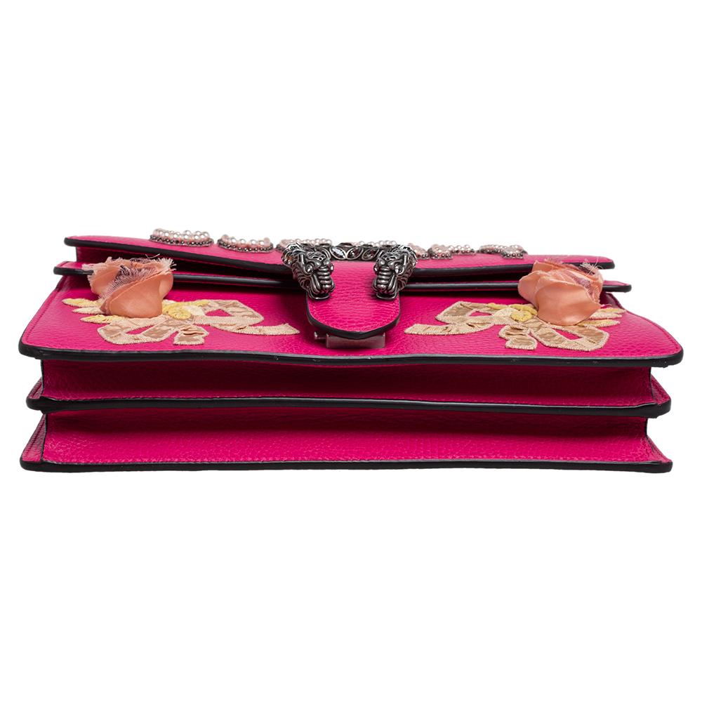 Gucci Pink Leather Guccify Pearl Embellished Dionysus Shoulder Bag In Excellent Condition In Dubai, Al Qouz 2