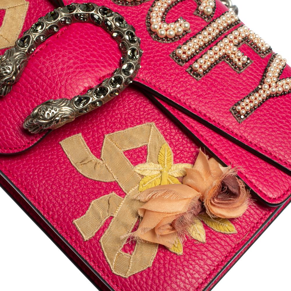 Gucci Pink Leather Guccify Pearl Embellished Dionysus Shoulder Bag 1