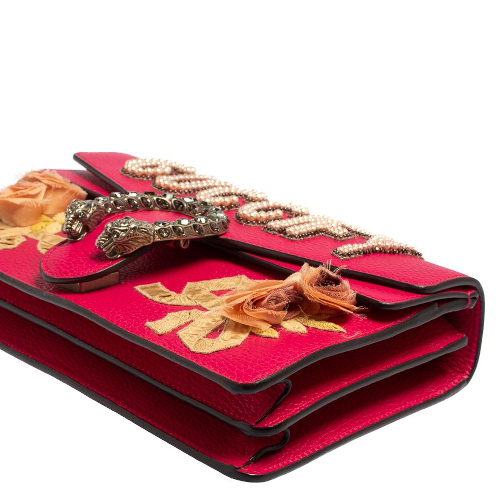 Gucci Pink Leather Guccify Pearl Embellished Dionysus Shoulder Bag 2