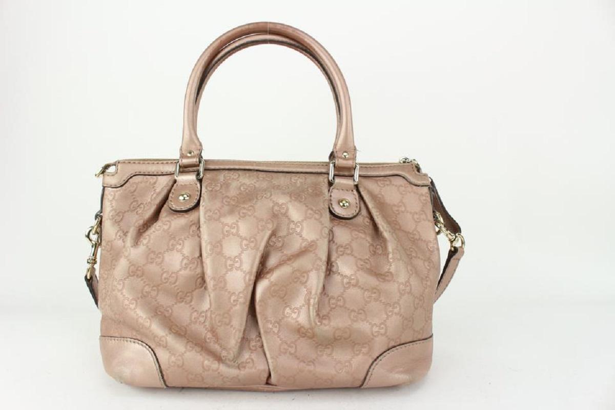 Gucci Pink Leather Guccissima Medium Sukey Top Handle 2way Bag 1GU811 For Sale 3