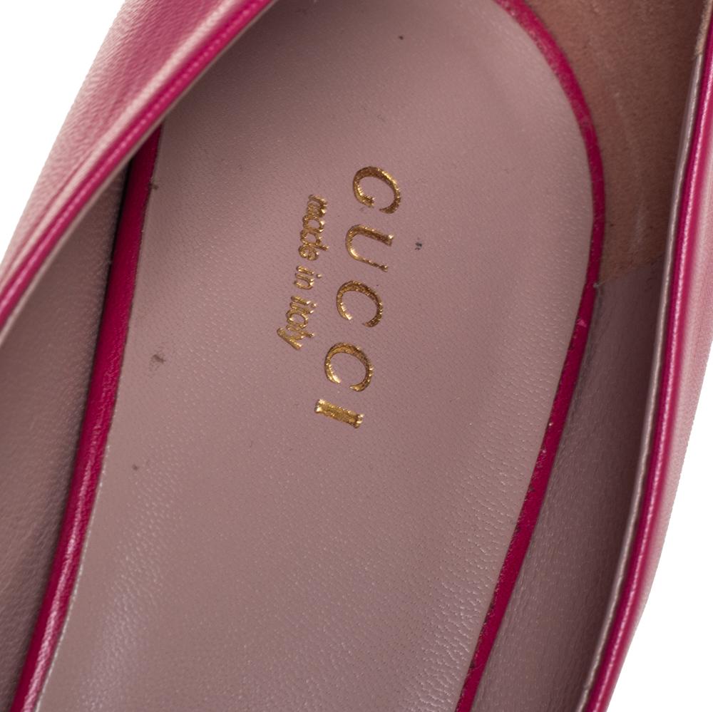 Gucci Pink Leather Horsebit Peep Toe Pumps Size 39 2