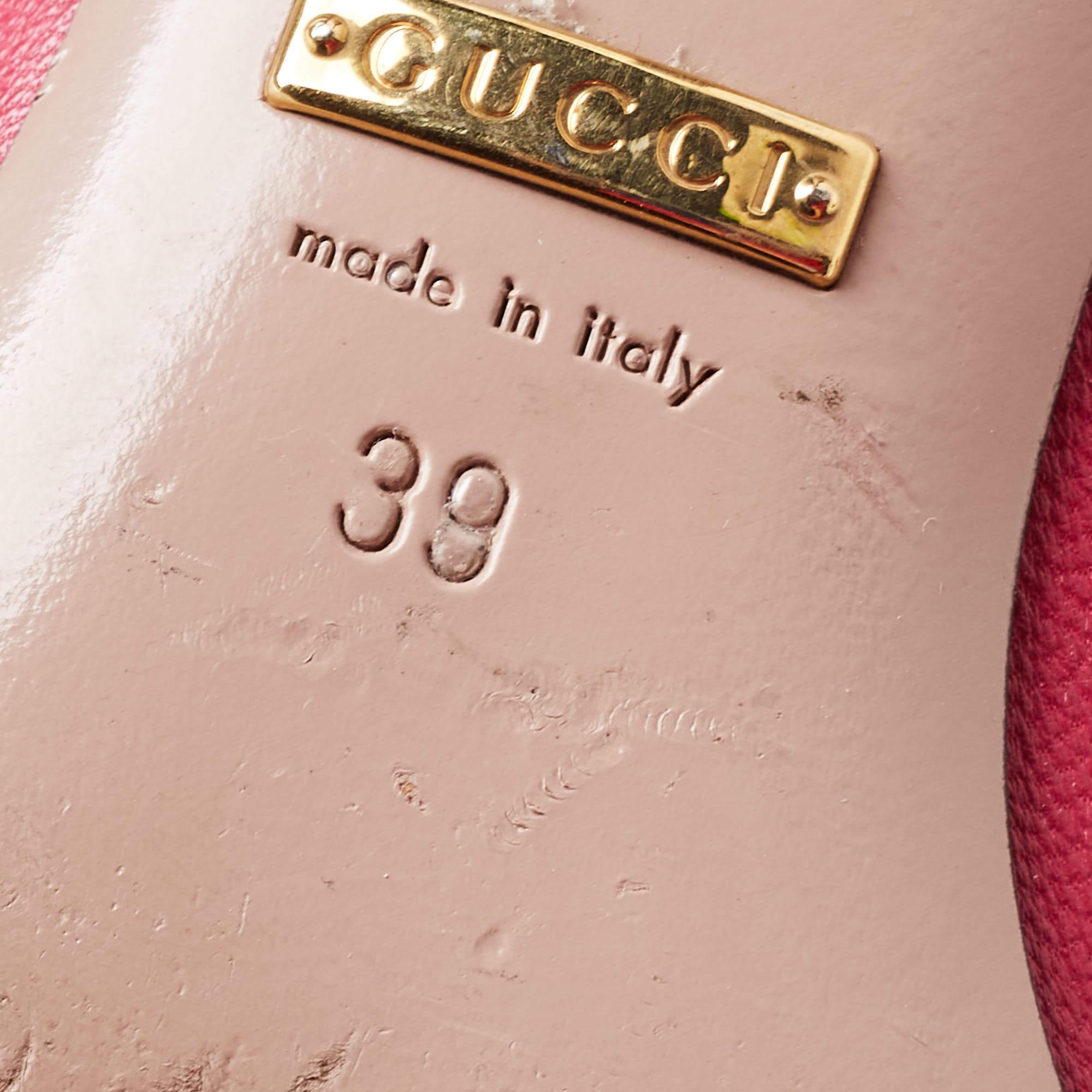 Gucci Pink Leather Horsebit Peep Toe Pumps Size 39 For Sale 3