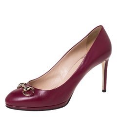 Gucci Pink Leather Horsebit Round Toe Pumps Size 40.5