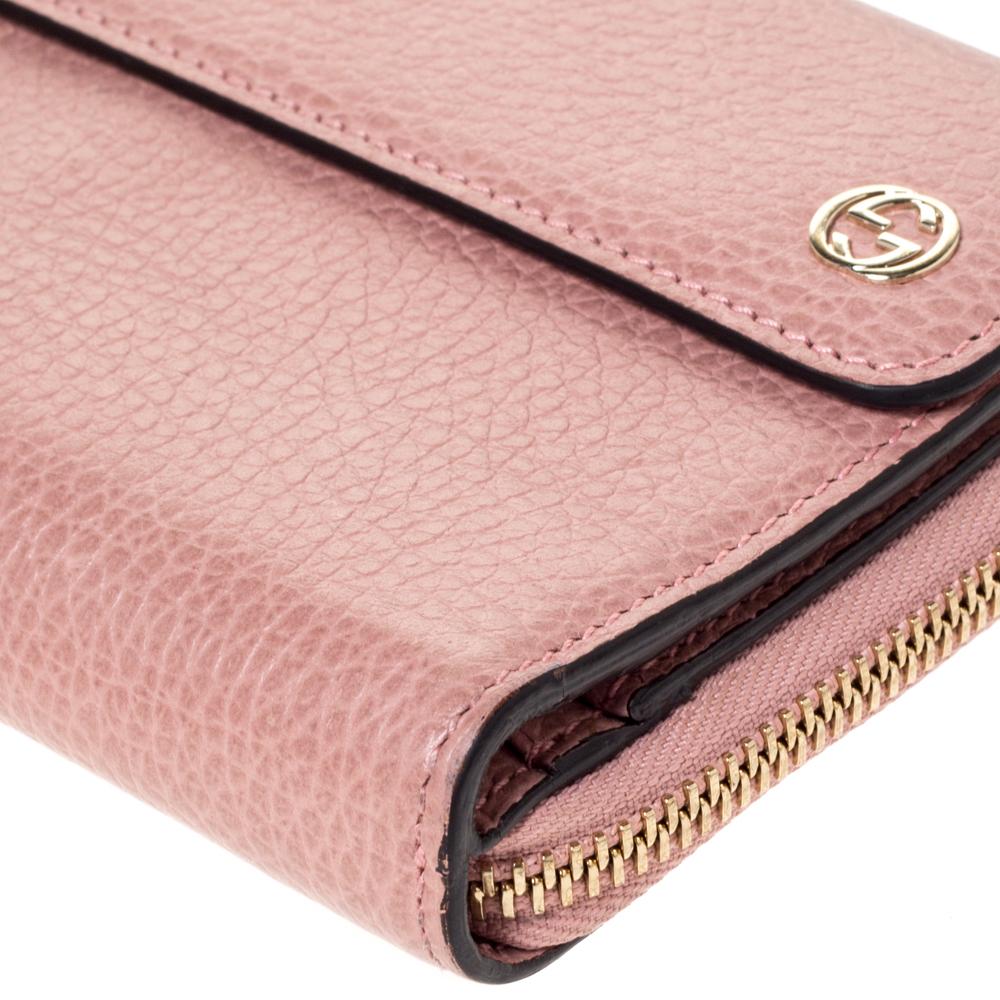 Gucci Pink Leather Interlocking G Continental Wallet In Excellent Condition In Dubai, Al Qouz 2
