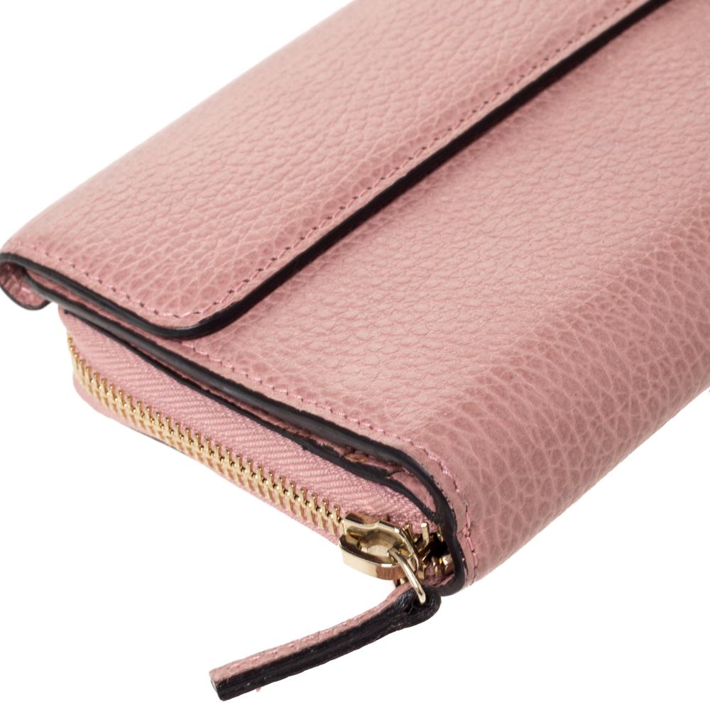 Women's Gucci Pink Leather Interlocking G Continental Wallet